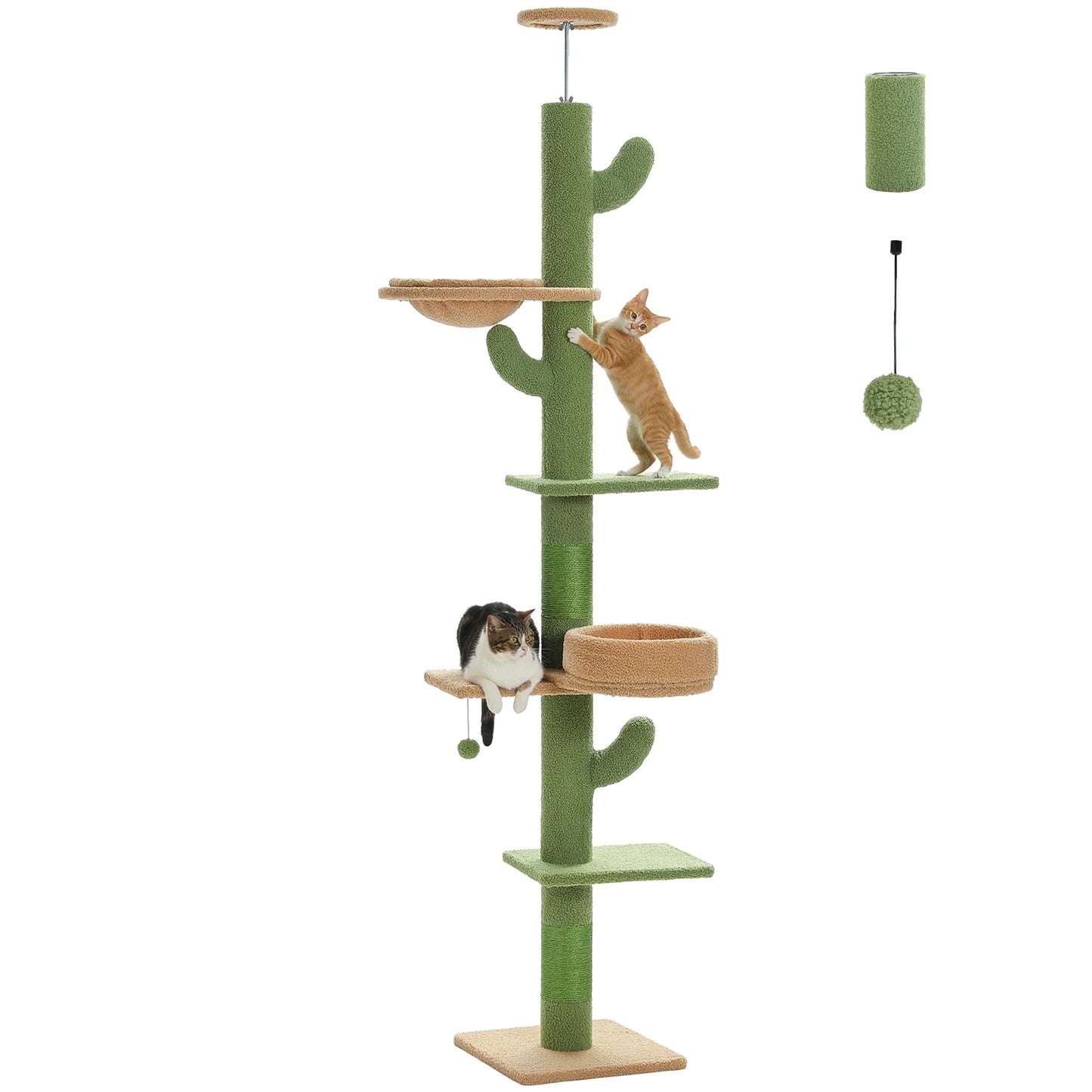 PEQULTICN Cactus Cat Tree Adjustable Height For Indoor Cats
