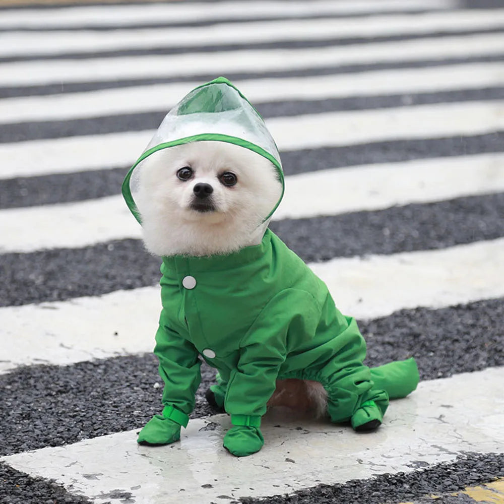 Waterproof Dog Raincoat With Boots Hooded Jacket Gear