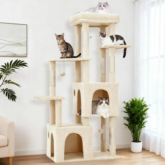 Multi Level Cat Tree Tower With Scratching Posts And Condos