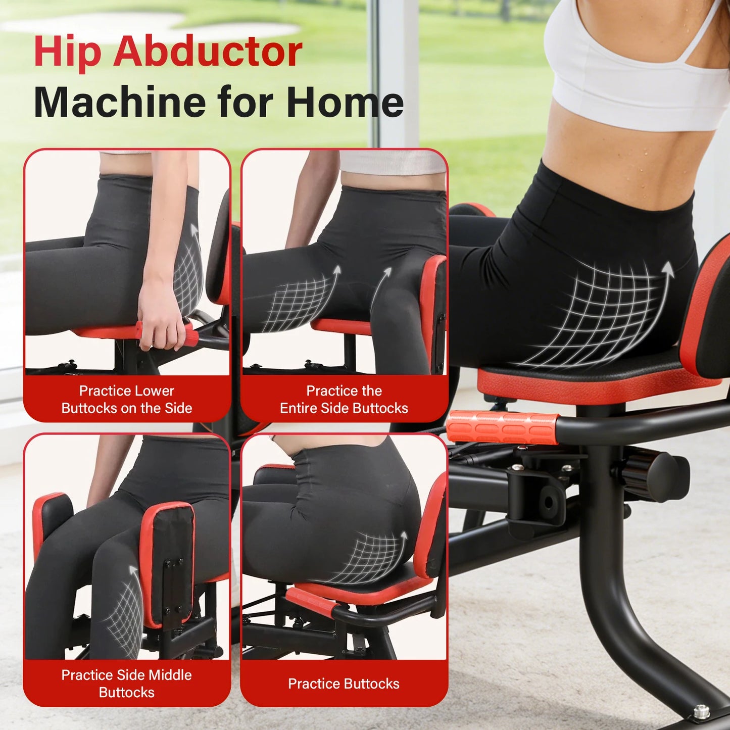 Home Hip Thigh Exercise Equipment Trainer Leg Abduction Machine Foldable Dual-Motion Inner & Outer Thigh Sculptor Unisex Gym Equipment for Home Workout