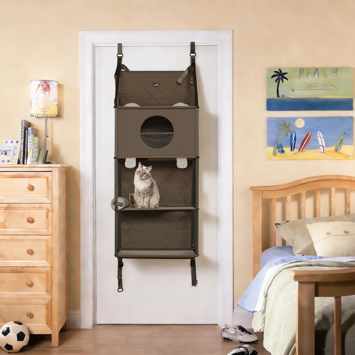 NONECN Hanging Cat Tree Door Mount Climber With Bed