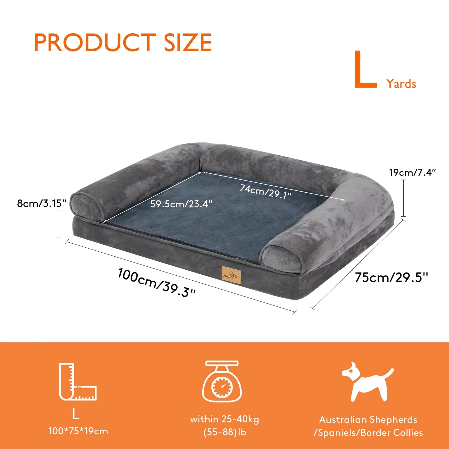 BINGOPAWCN Orthopedic Dog Bed With Removable Washable Cover And Foam