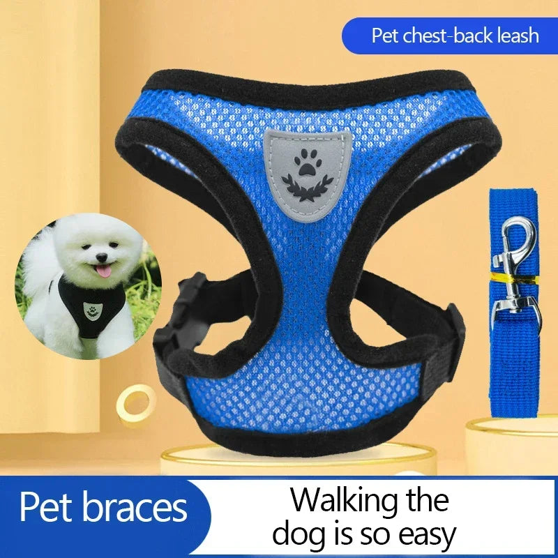 NONECN Cat Harness Vest Leash Set Adjustable Polyester Mesh