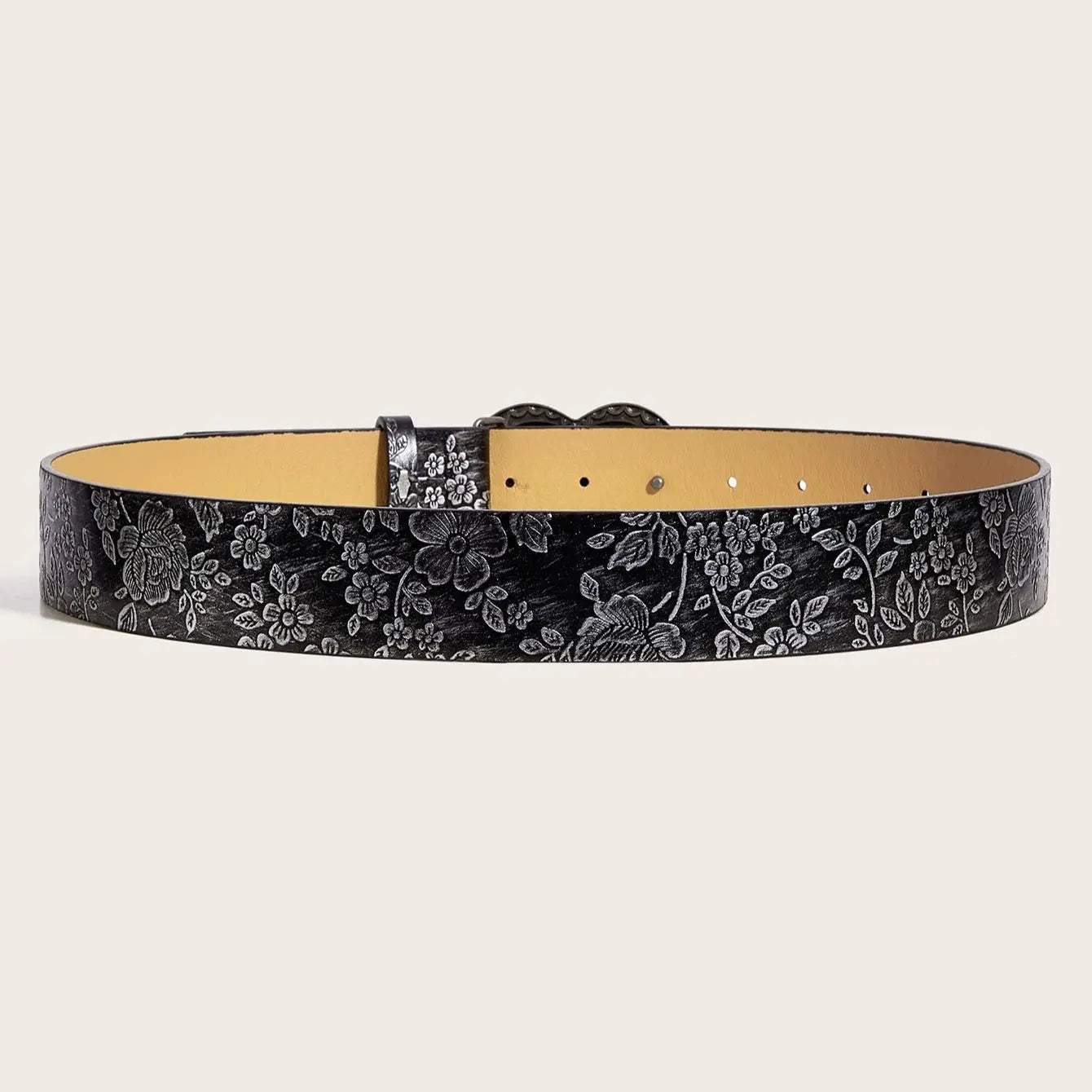 A Love Buckle Pattern PU Leather Belt Fashionable Casual Jeans