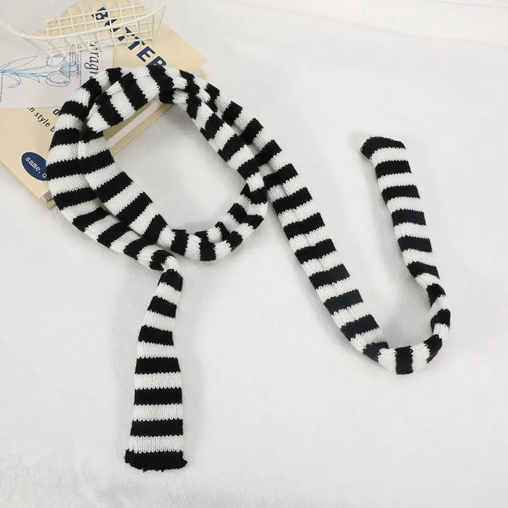 2024 Women Harajuku Cotton Scarves Y2k Black Grey Stripe Long Scarves 180cm Thin Long Decorative Neckerchief Fashion Streetwear