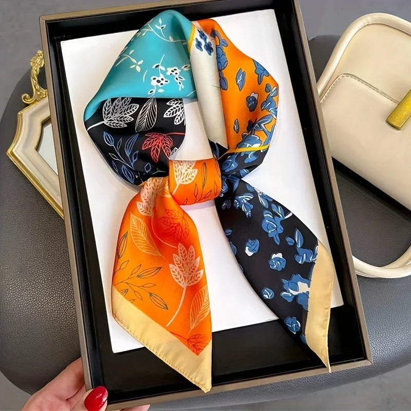 Luxury 70cm Silk Square Scarf Women Satin Bandana Print Scarves Head Band Fashion Lady Hair Shawl Wrap Female Neckerchief Hijab