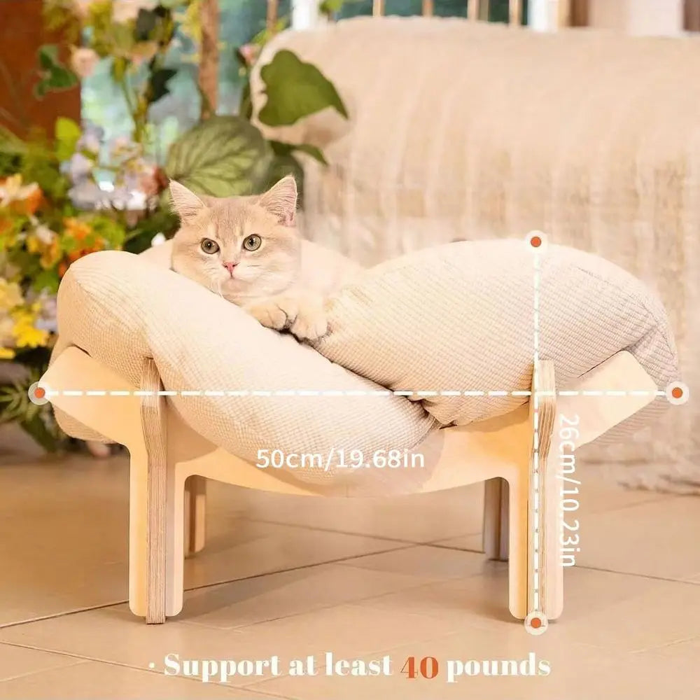 Dog Bed Cat Condo Pet Sofa With Wooden Cushion Lounge