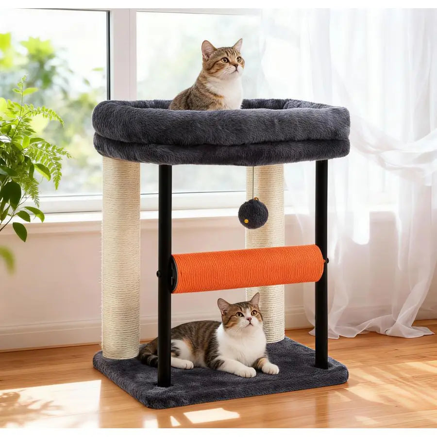 Cat Tree With Bed And Sisal Wrapped Columns For Kittens