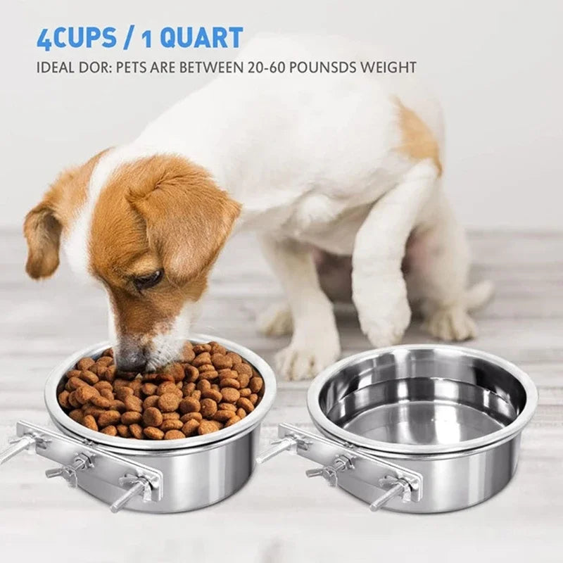 Stainless Steel Hanging Pet Bowls for Dogs and Cats