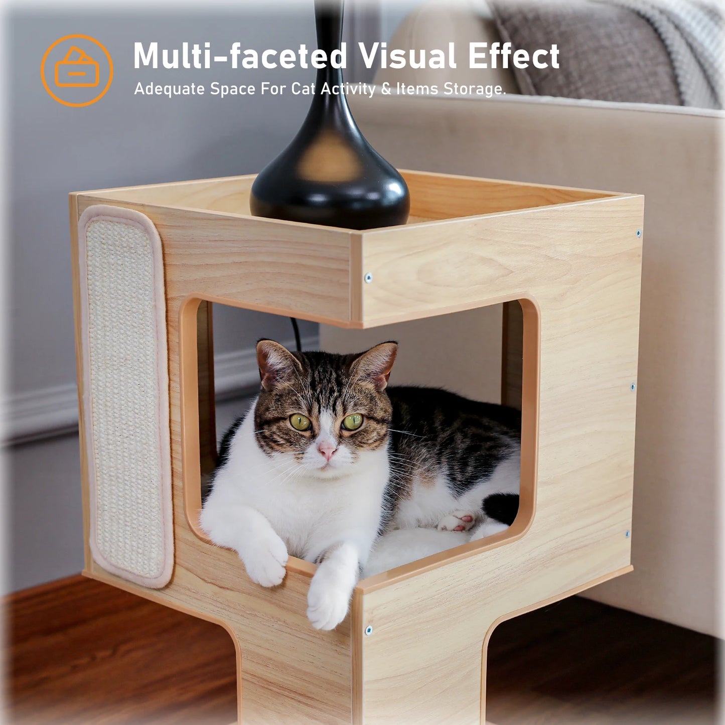 PAWZ Road Wood Cat Condo With Mats And Scratching Pad
