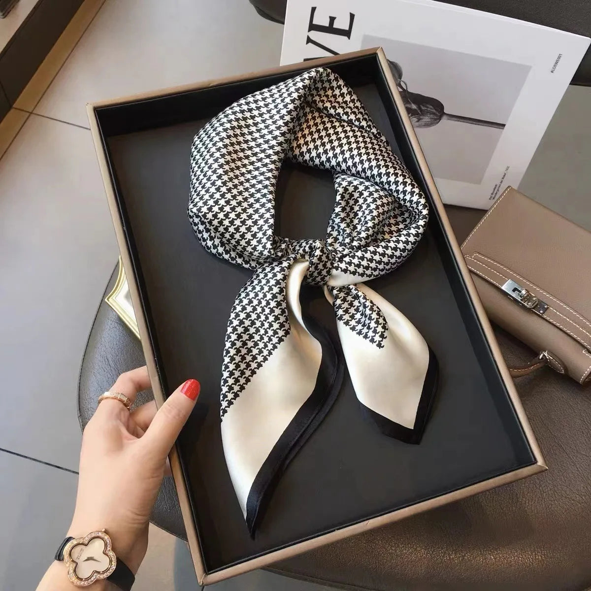 Fashion Luxury Brand 70cm Silk Square Scarf Women Satin Neck Tie Female Hair Bandana Headkerchief Shawl Wrap Hijab