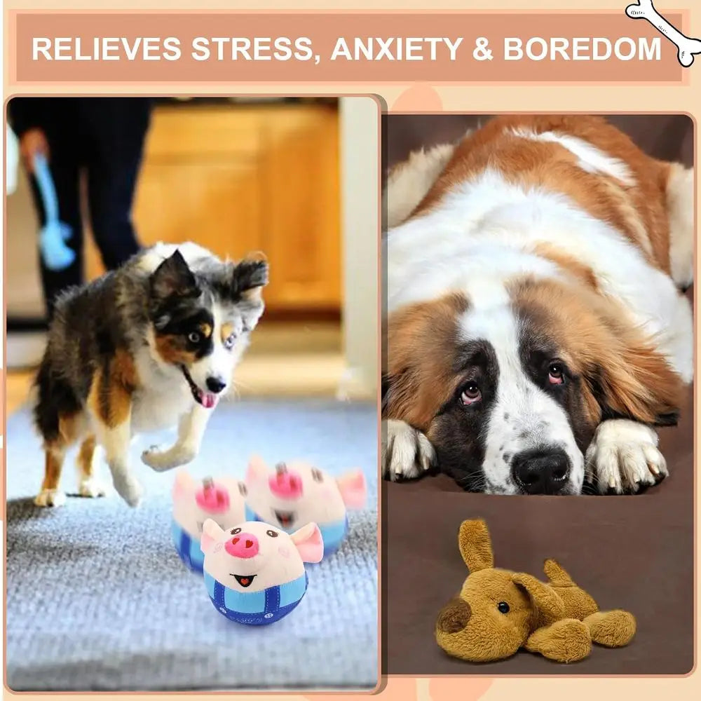 Interactive Dog Toys Pig, Jumping Squeaky Dog Toys with Recording and Music, Rechargeable Moving Dog Chew Toys for Small/Medium/