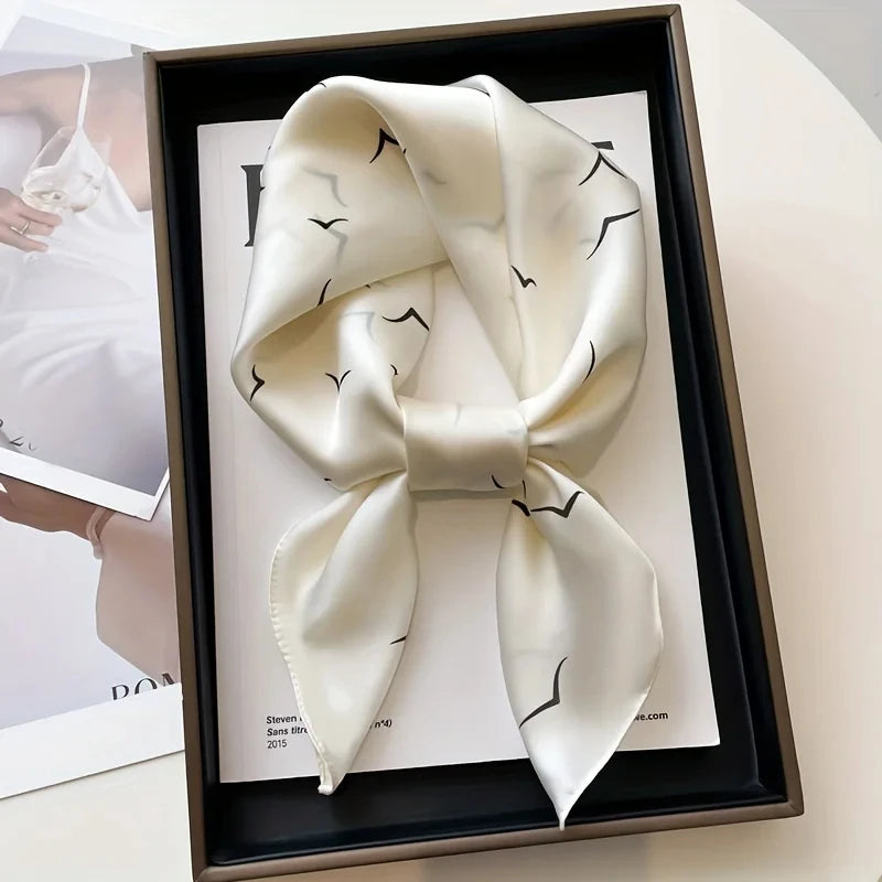 Fashion Luxury Brand 70cm Silk Square Scarf Women Satin Neck Tie Female Hair Bandana Headkerchief Shawl Wrap Hijab
