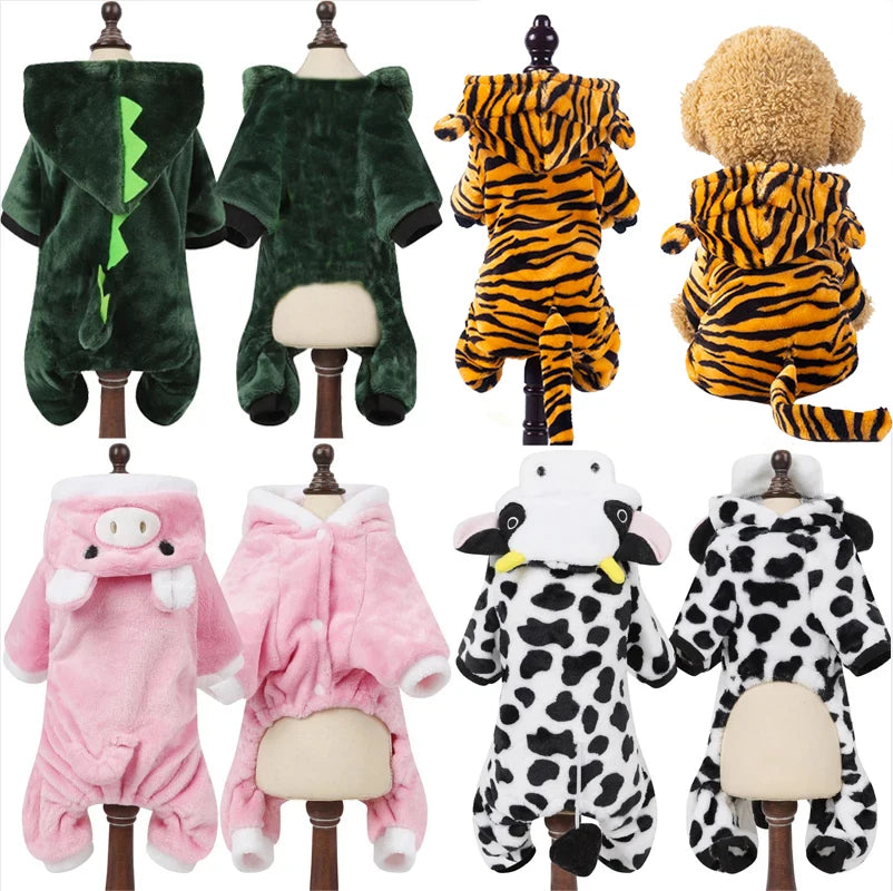 Fleece Dog Clothes Winter Jumpsuit Hoodie Coat For Small Dogs
