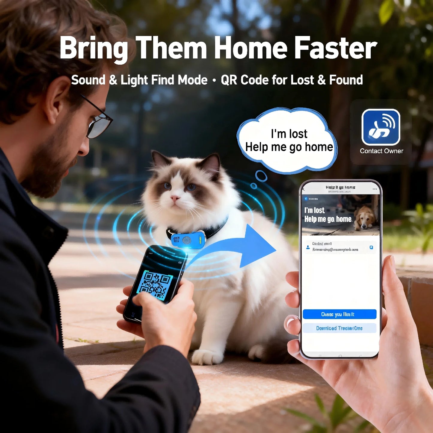 WANWAYTECH GPS Pet Tracker Real Time Tracking with Unlimited Range