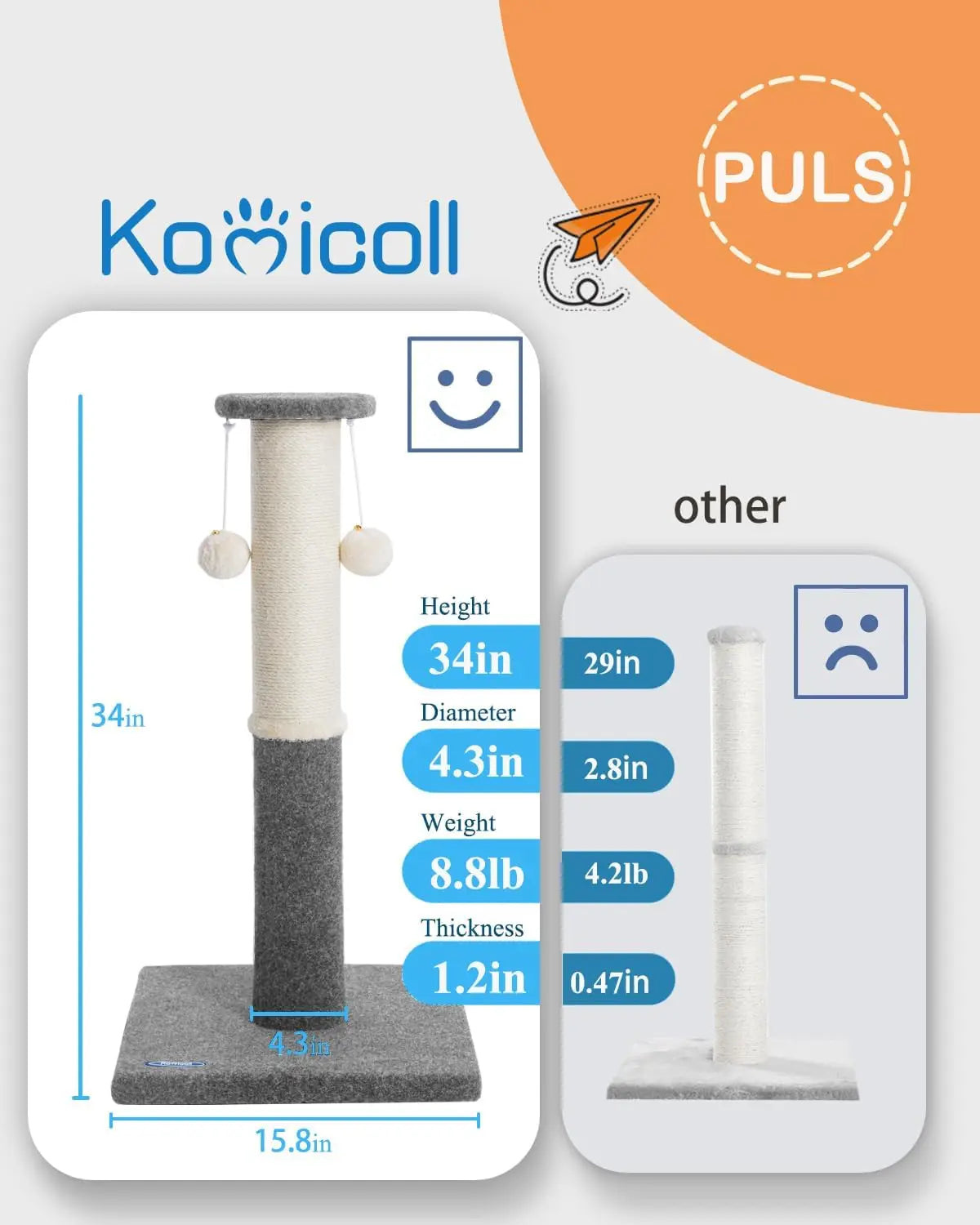 Durable Cat Scratching Post for Indoor Cats Sisal