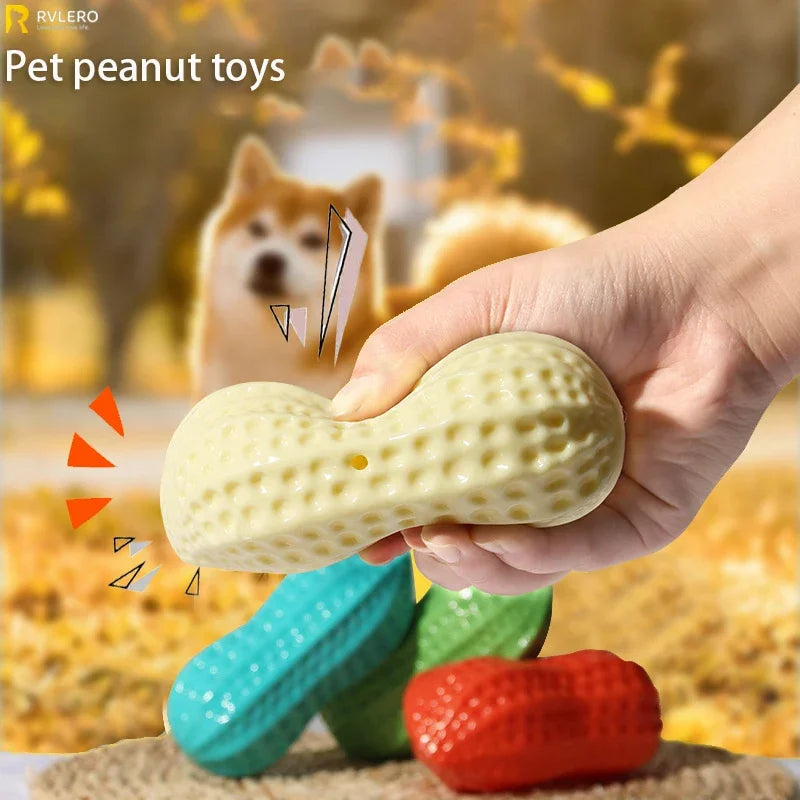 Pet Peanut Squeak Chew Toy For Dogs And Cats Interactive Grinding Teeth