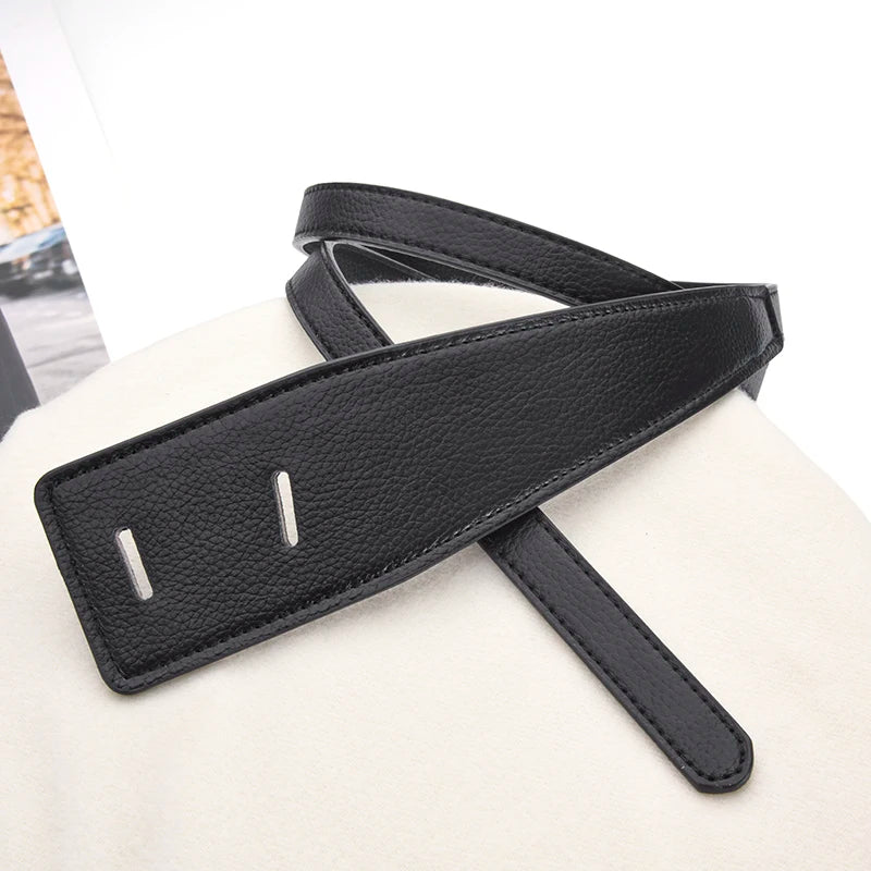 Fashion Design Clothing Accessories Women's Knotted Belt Soft PU Leather Long Belt Wide Belt High Quality Jacket Corset Belts