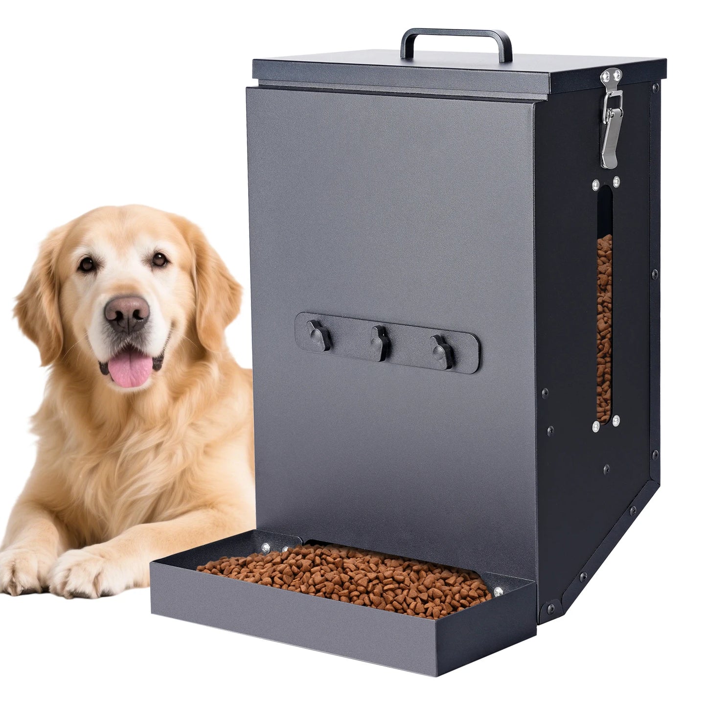 Large Stainless Steel Hanging Dog Bowl Feeder for Crate Cage - No Spill Pet Food Dispenser