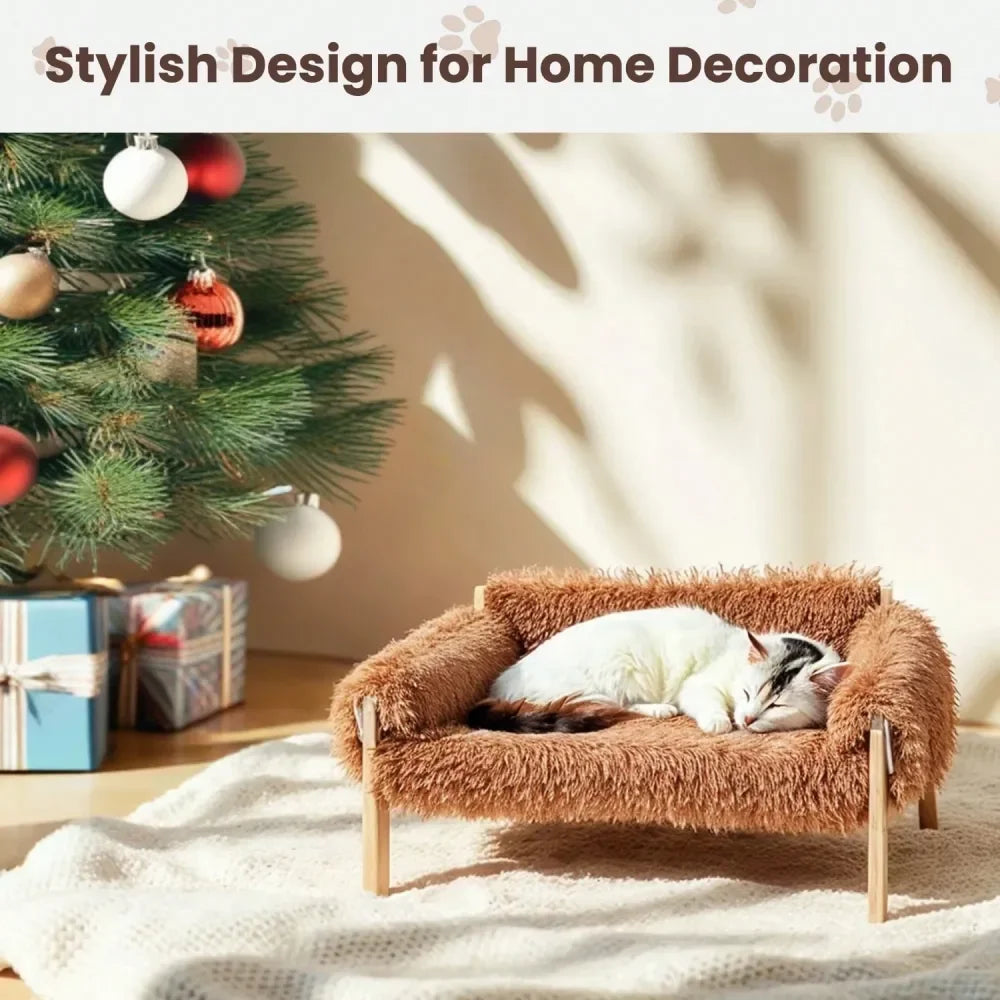 Dog Supplies Pet Furniture And Beds Dog Bed 1 Piece Soft And Comfortable Raised Cat Bed Sofa Made Of Wood, Sturdy Large Cat Sofa