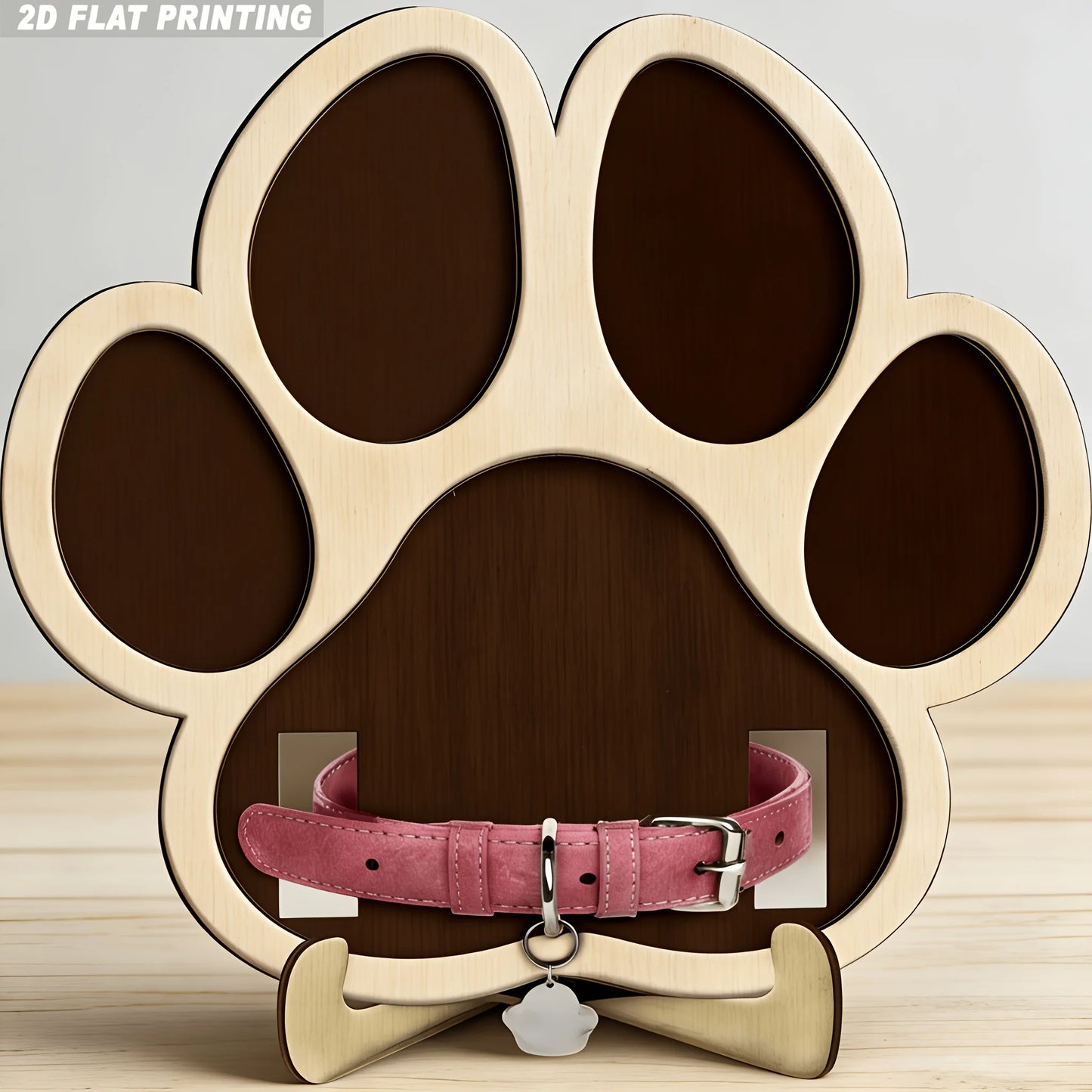 Unique 2D Flat Printing Pet Memorial Wooden Ornament with Base, Exquisite Animal Lover Decor, Sincere Sympathy Gift