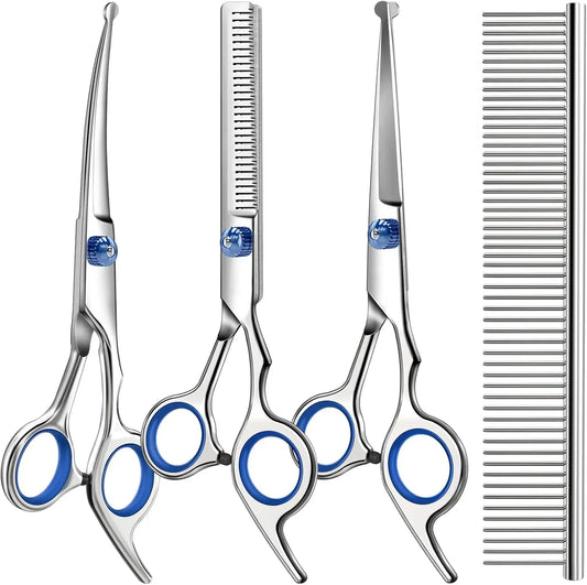 4-In-1 Pet Grooming Kit With Scissors And Comb For Pets