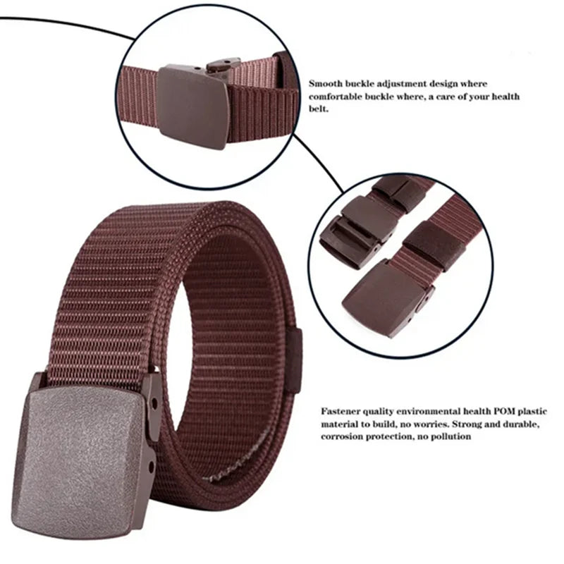 Military Men Belt 2024 Army Belts Adjustable Belt Men Outdoor Travel Tactical Waist Belt with Plastic Buckle for Pants 120cm