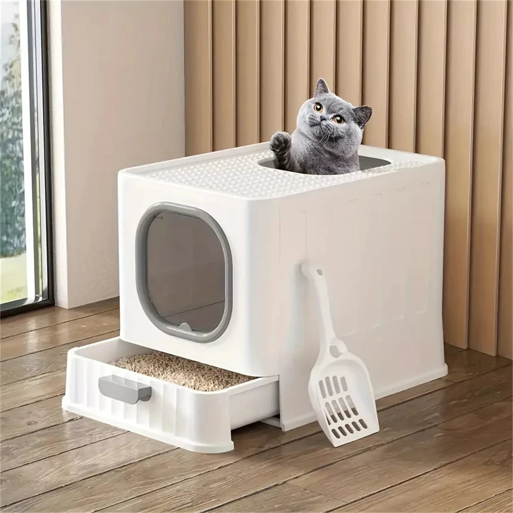 Leakproof Enclosed Cat Litter Box With Scoop And Lid