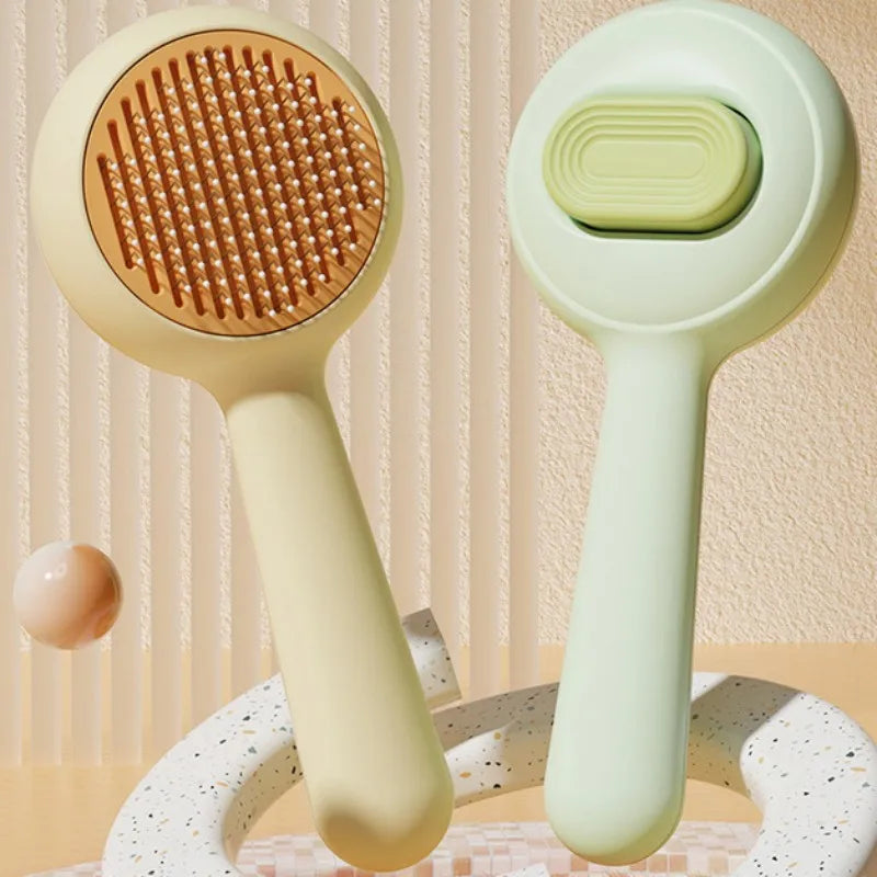 Self-Cleaning Cat Brush For Gentle Pet Hair Removal And Grooming