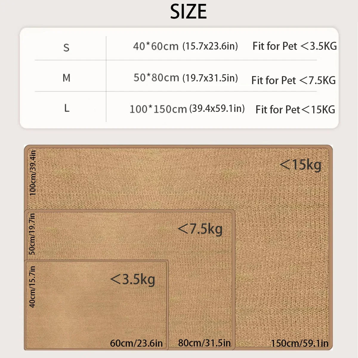 NONECN Cat Scratching Mat Carpet Non Slip Bed Sofa Protector