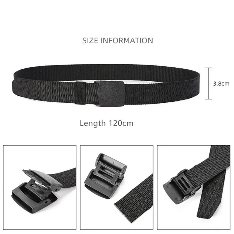 Military Men Belt 2024 Army Belts Adjustable Belt Men Outdoor Travel Tactical Waist Belt with Plastic Buckle for Pants 120cm