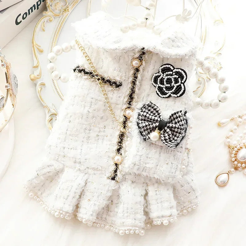 Winter Princess Dog Dress With Backpack