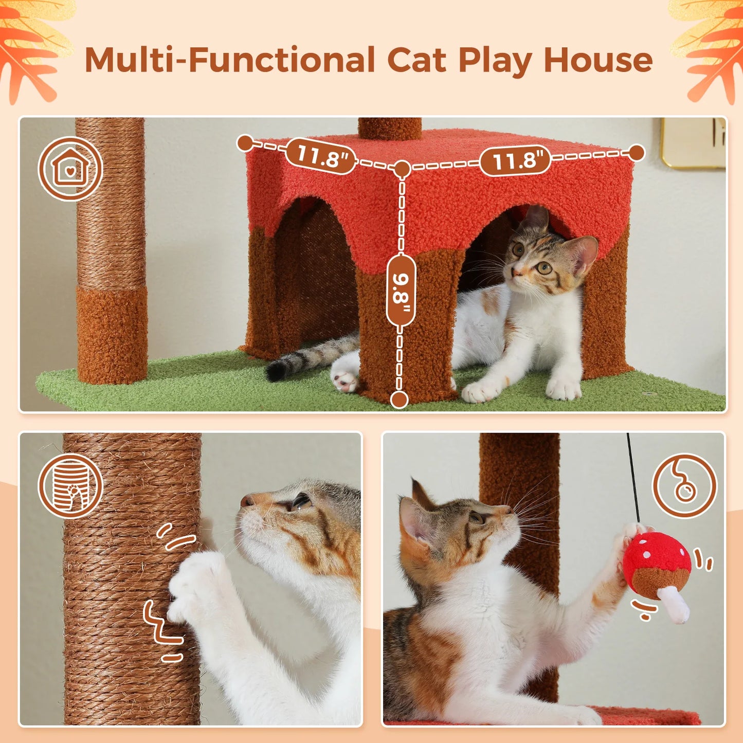 PAWZ Road Multi Level Cat Tree With Scratching Posts