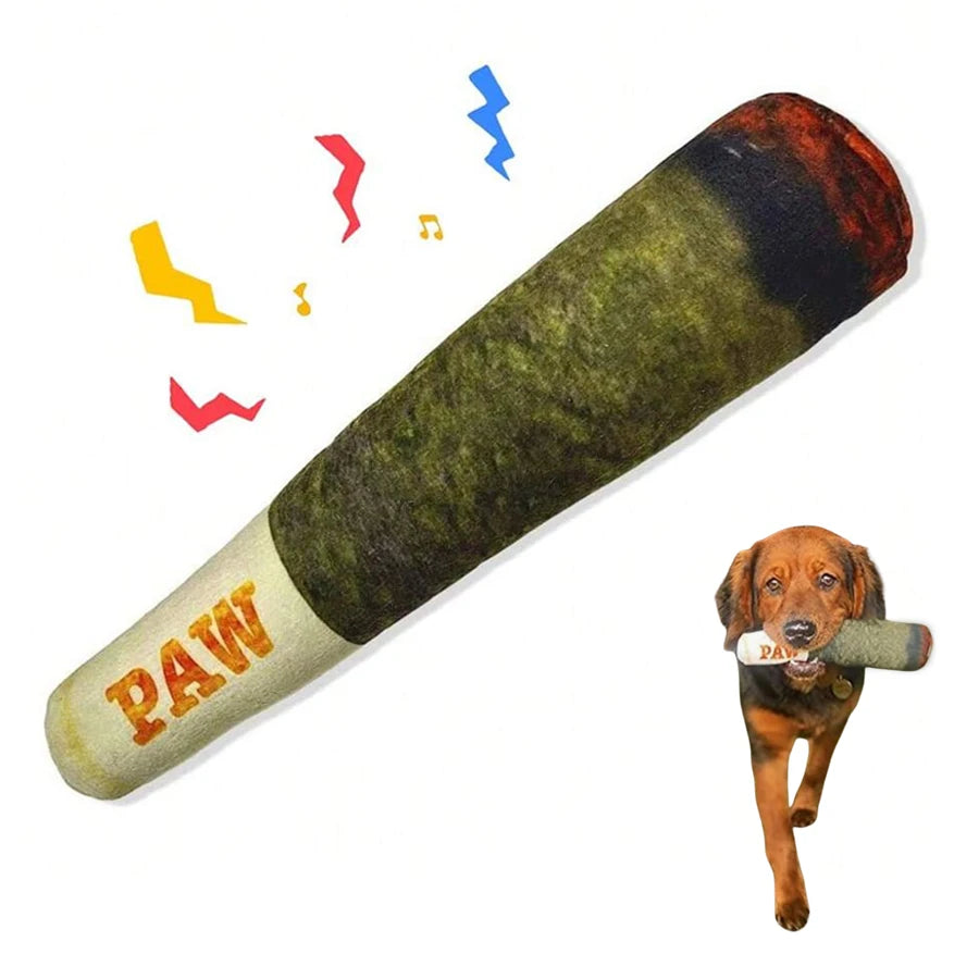 Funny Interactive Cigar Plush Dog Toy Squeaky Chew