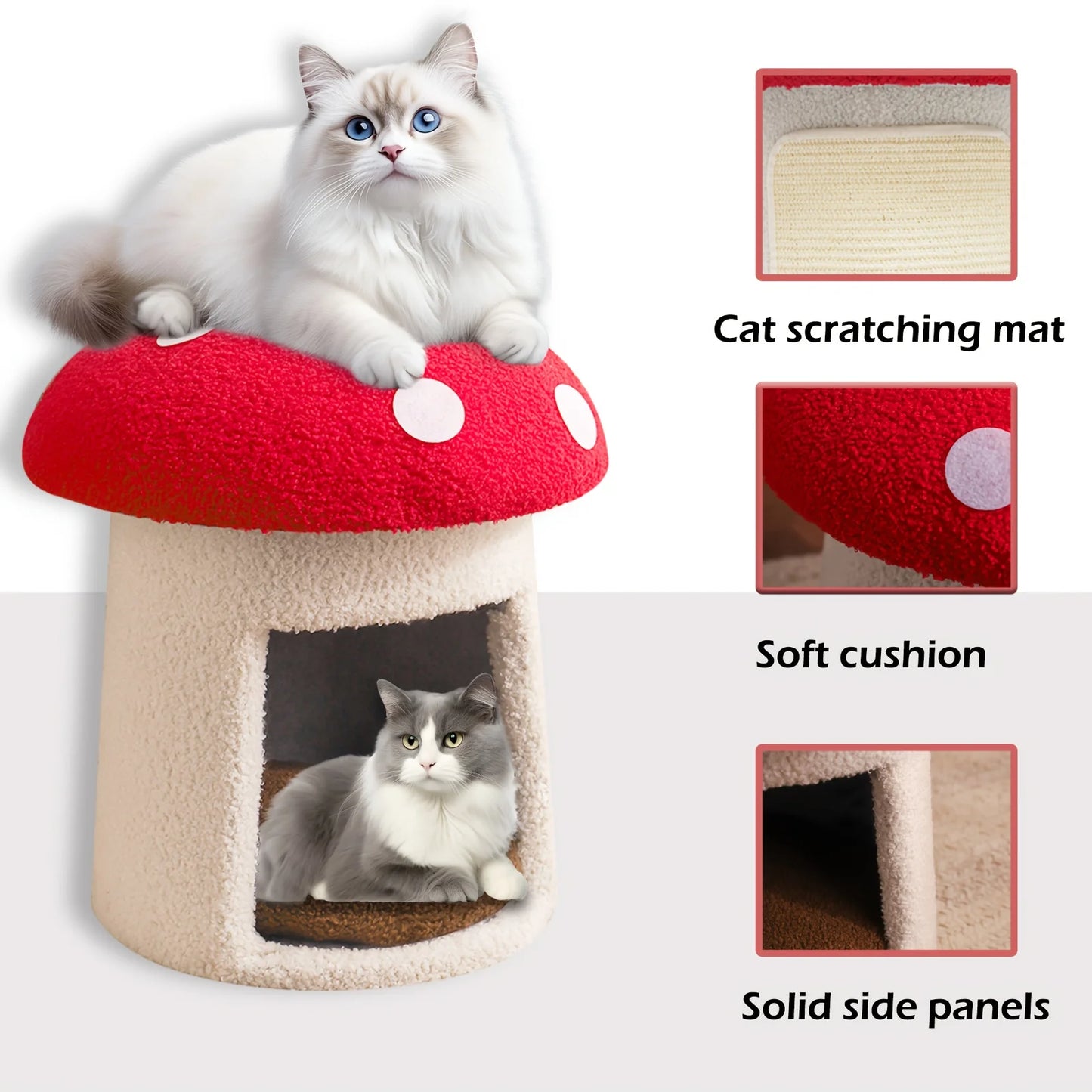 NONECN Mushroom Cat Bed Cow Shaped Cat Cave for Cats