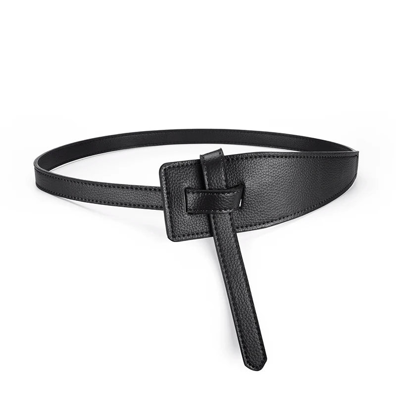 Fashion Design Clothing Accessories Women's Knotted Belt Soft PU Leather Long Belt Wide Belt High Quality Jacket Corset Belts