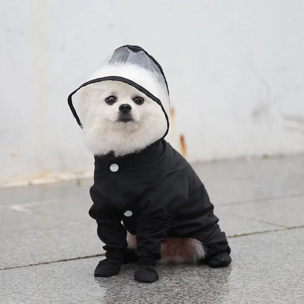 Waterproof Dog Raincoat With Boots Hooded Jacket Gear