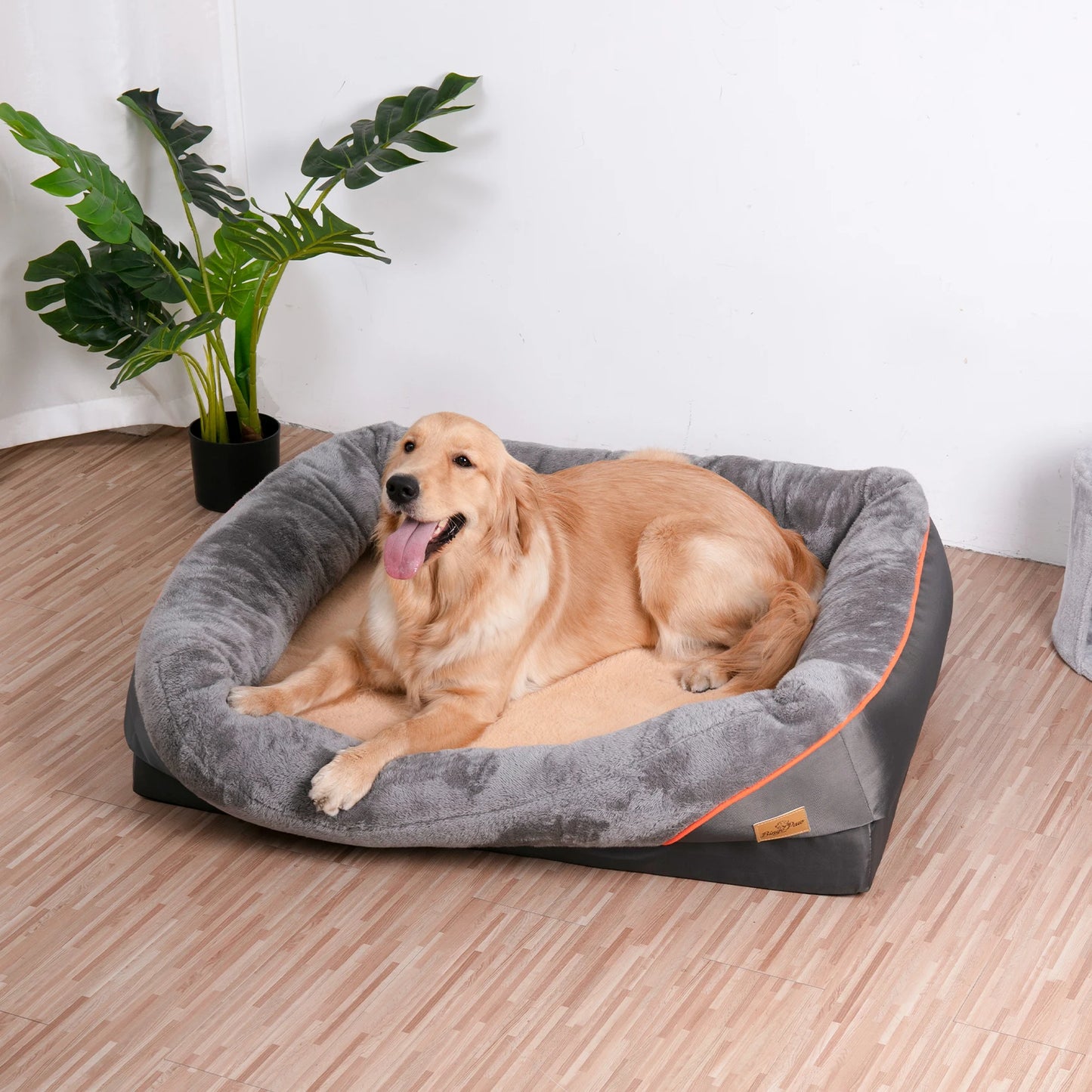 BINGOPAWCN Orthopedic Dog Bed With Removable Cover And Bolster