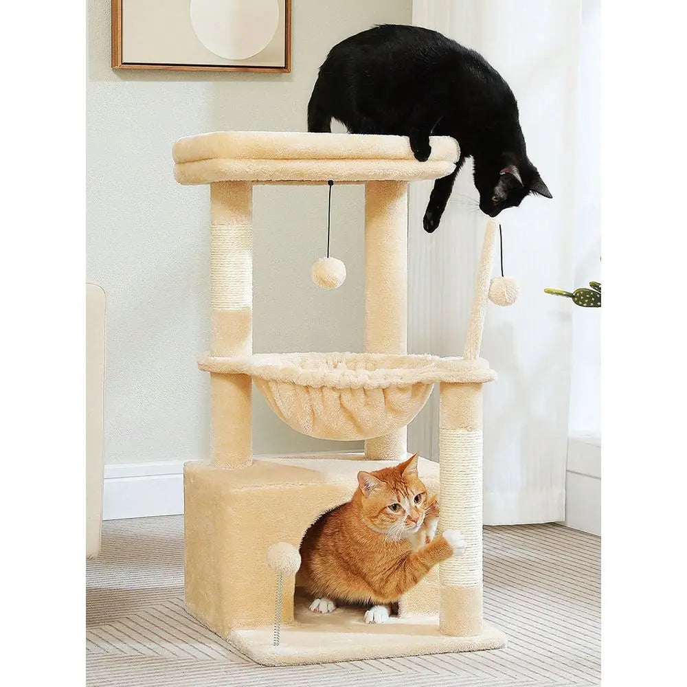 33 Cactus Cat Tree, Cat Tower For Indoor Cats With Large Cat Condo, Cat ching Post For Cats With Deep Hammock Cozy Top Per