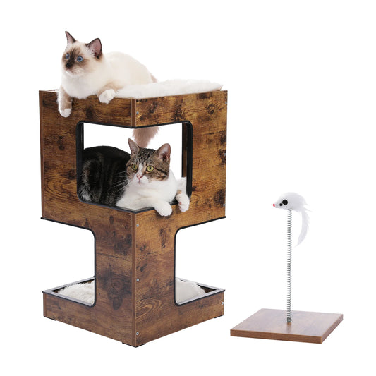 PAWZ Road Wood Cat Condo With Mats And Scratching Pad