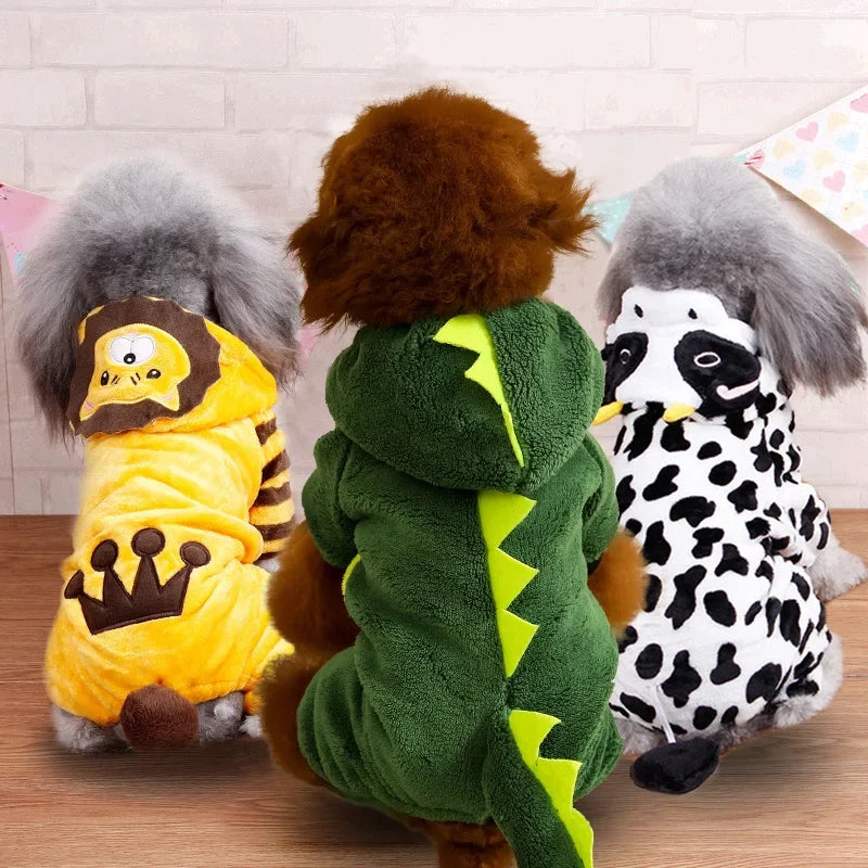 Fleece Dog Clothes Winter Jumpsuit Hoodie Coat For Small Dogs