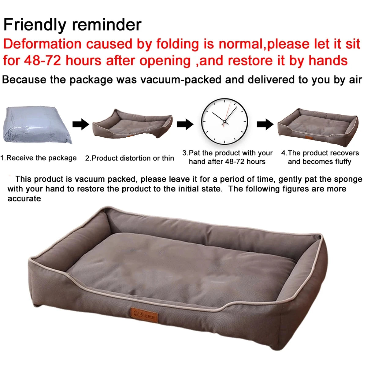 Four Season Square Dog Bed For Pets Waterproof Thickened Cushion
