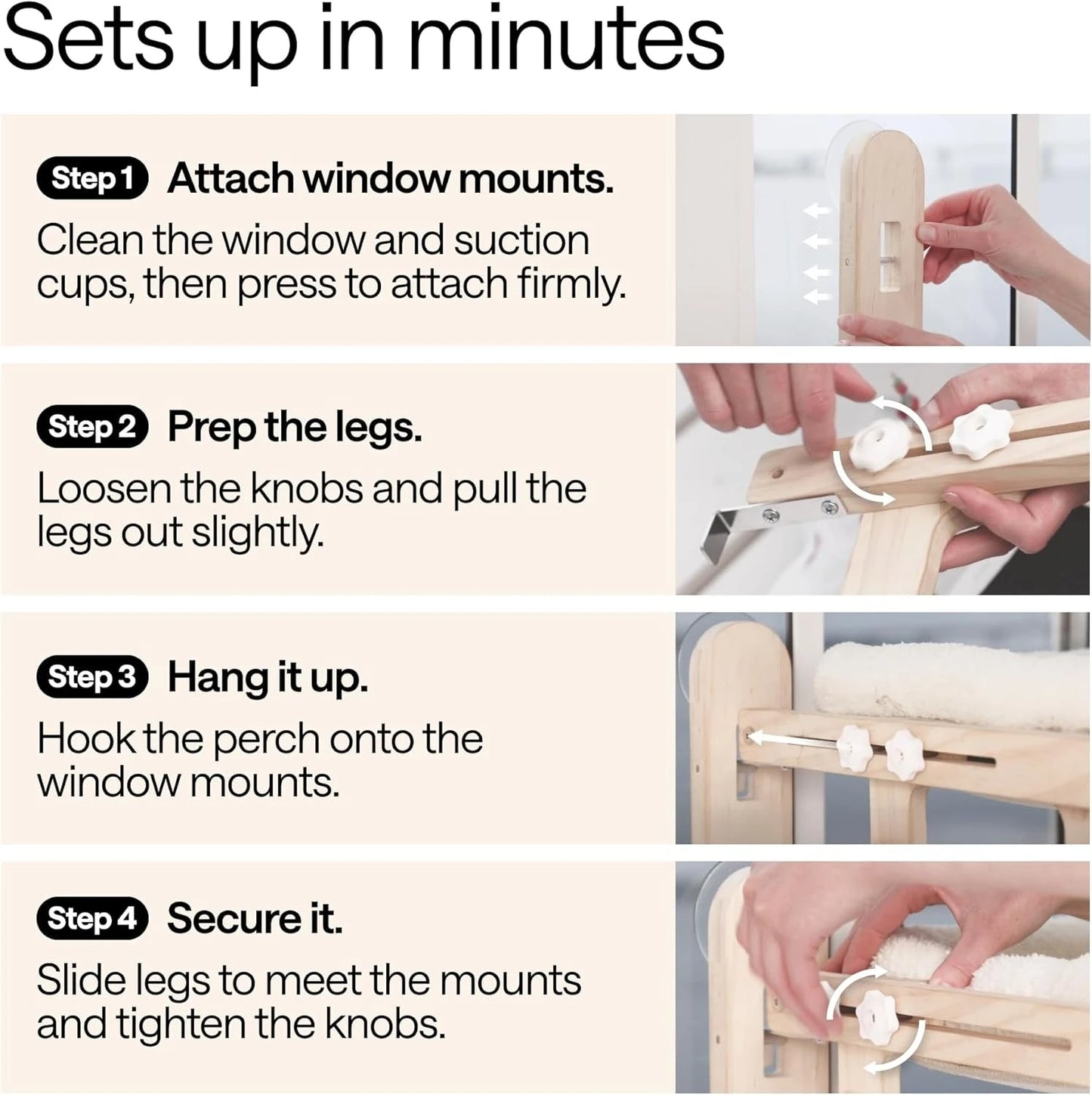 Cat Window Perch for Large Cats – Heavy Duty Foldable Hammock Bed – 4-in-1 Ledge for Cats & Small Dogs – Cozy Elevated Seat