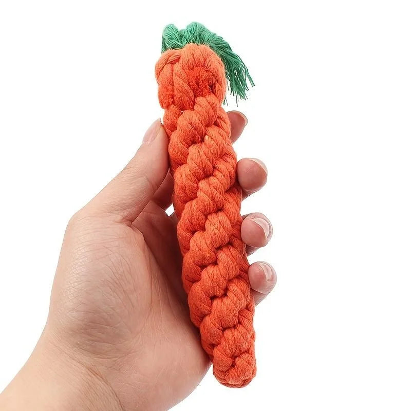Knot Toy Carrot Shaped Cotton Rope For Dogs And Cats