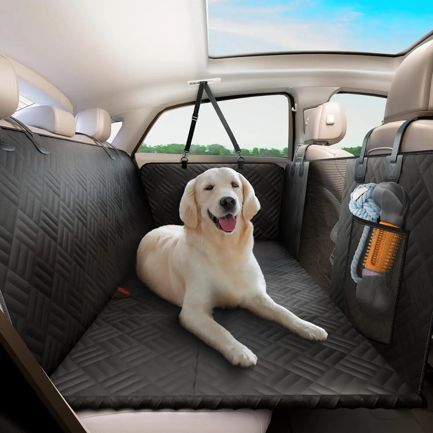 NONECN Rear Seat Dog Cover With Hard Bottom Extender 400lb