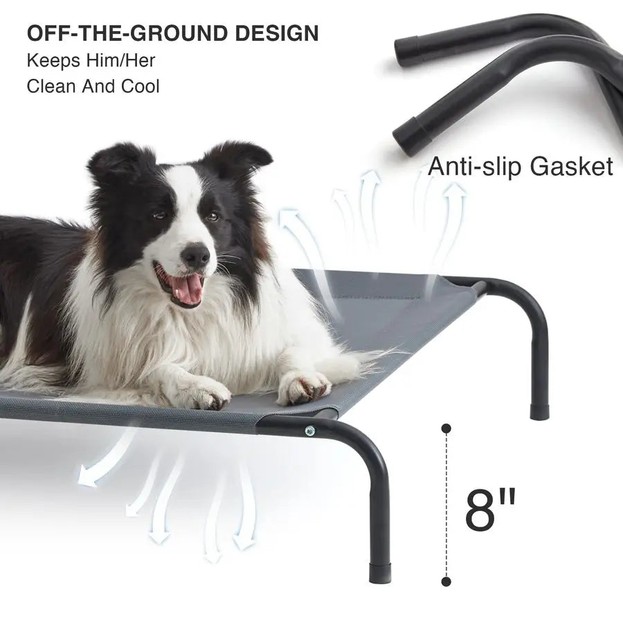 cabin Elevated Cooling Dog Bed for Large Dogs, Portable Indoor amp Outdoor Raised Pet Dog Cat Cot, Durable Summer Frame with Bre