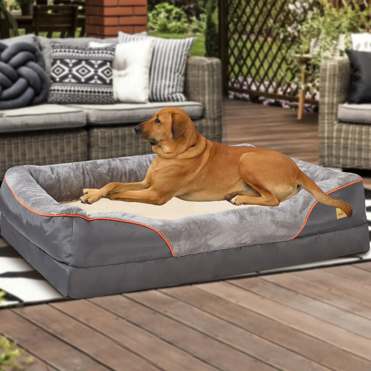 BINGOPAWCN Orthopedic Dog Bed With Removable Cover And Bolster