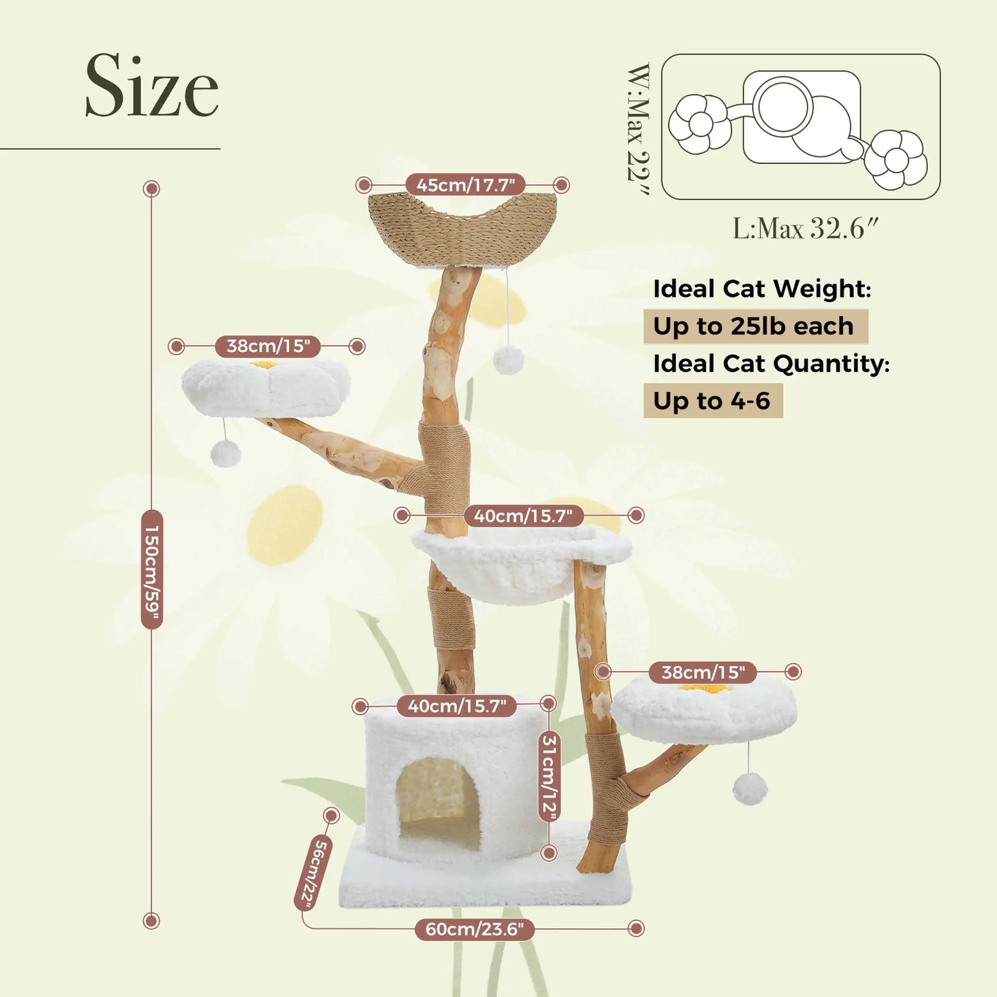 PEQULTICN Solid Wood Cat Tree With Spacious Condo And Perches