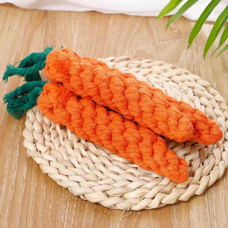 Knot Toy Carrot Shaped Cotton Rope For Dogs And Cats
