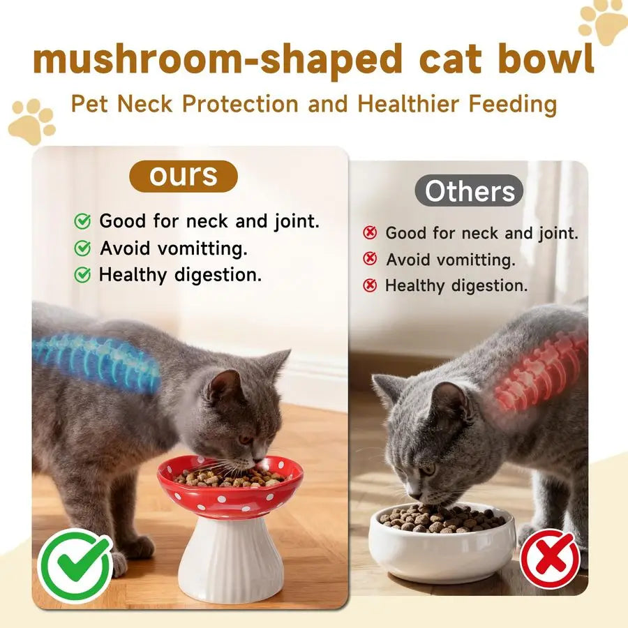 XMSJ Elevated Ceramic Cat Bowl For Whisker Fatigue Lead Free